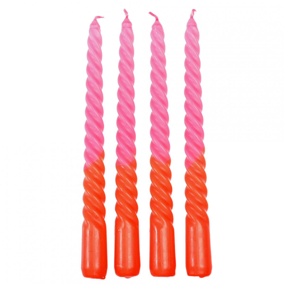Pack of 4 Twisted Colour Dip Dye Dinner Candles - Pink – image 2