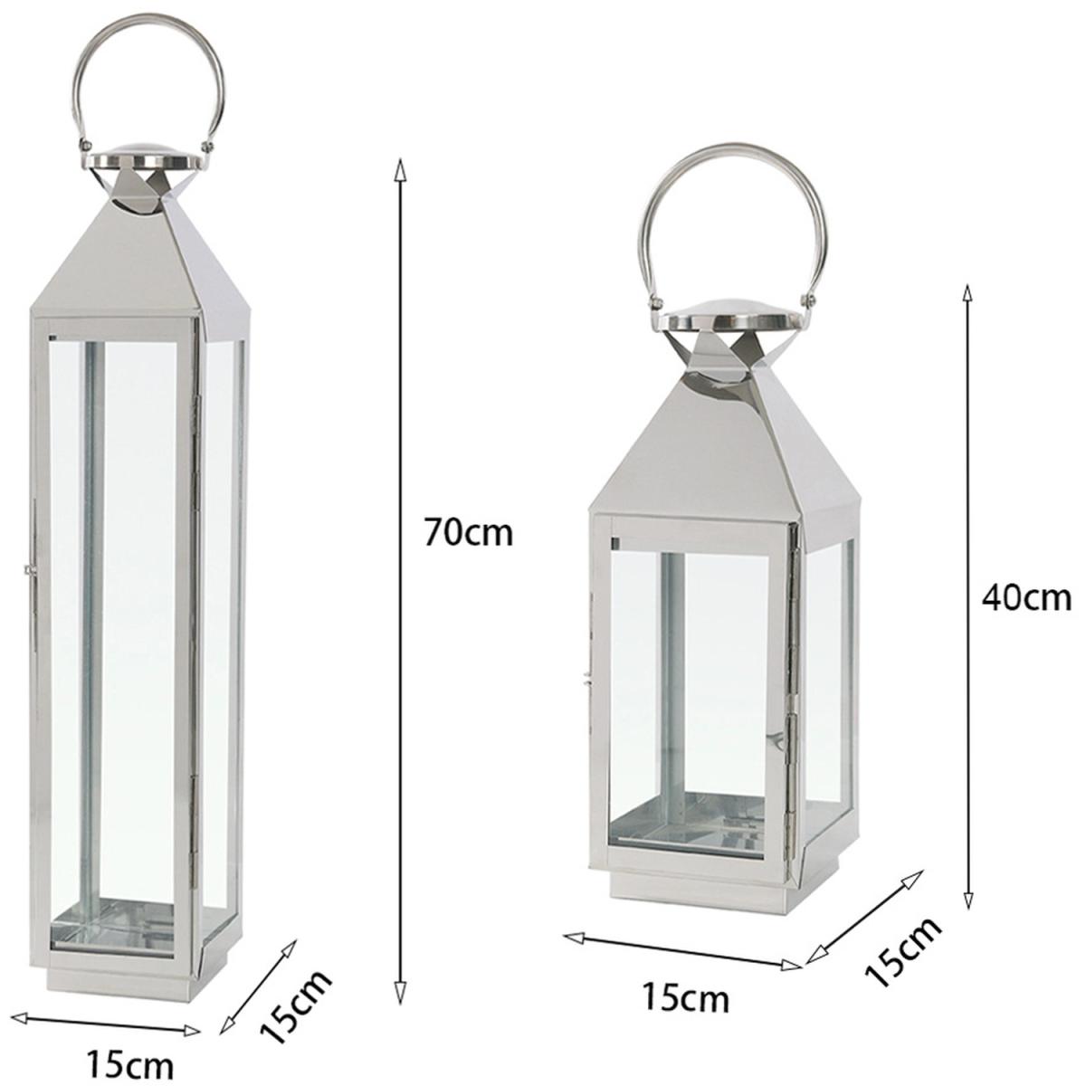 Set of 2 Outdoor Glass Candle Holder - Silver – image 5