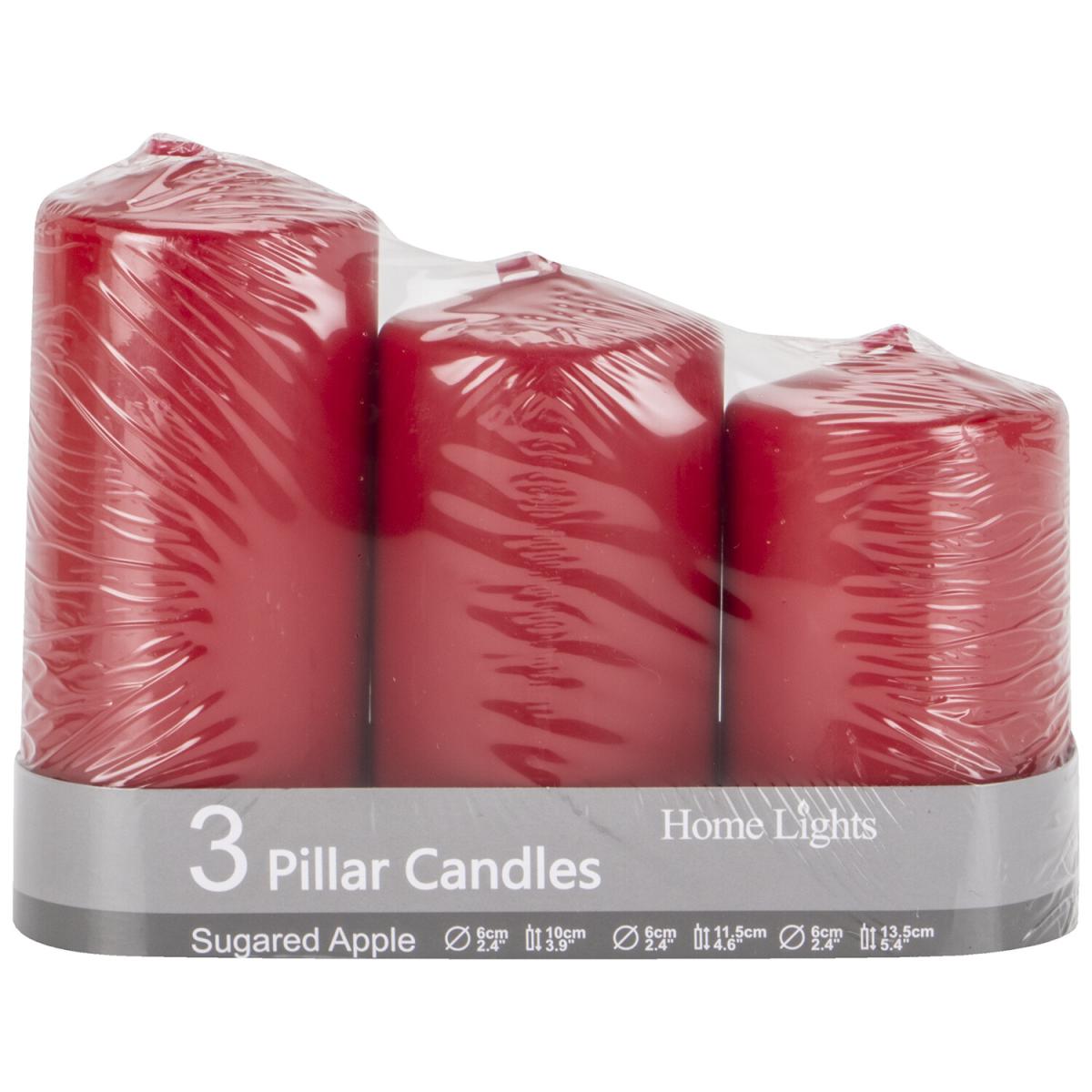 Pack of 3 Sugared Apple Pillar Candles – image 2
