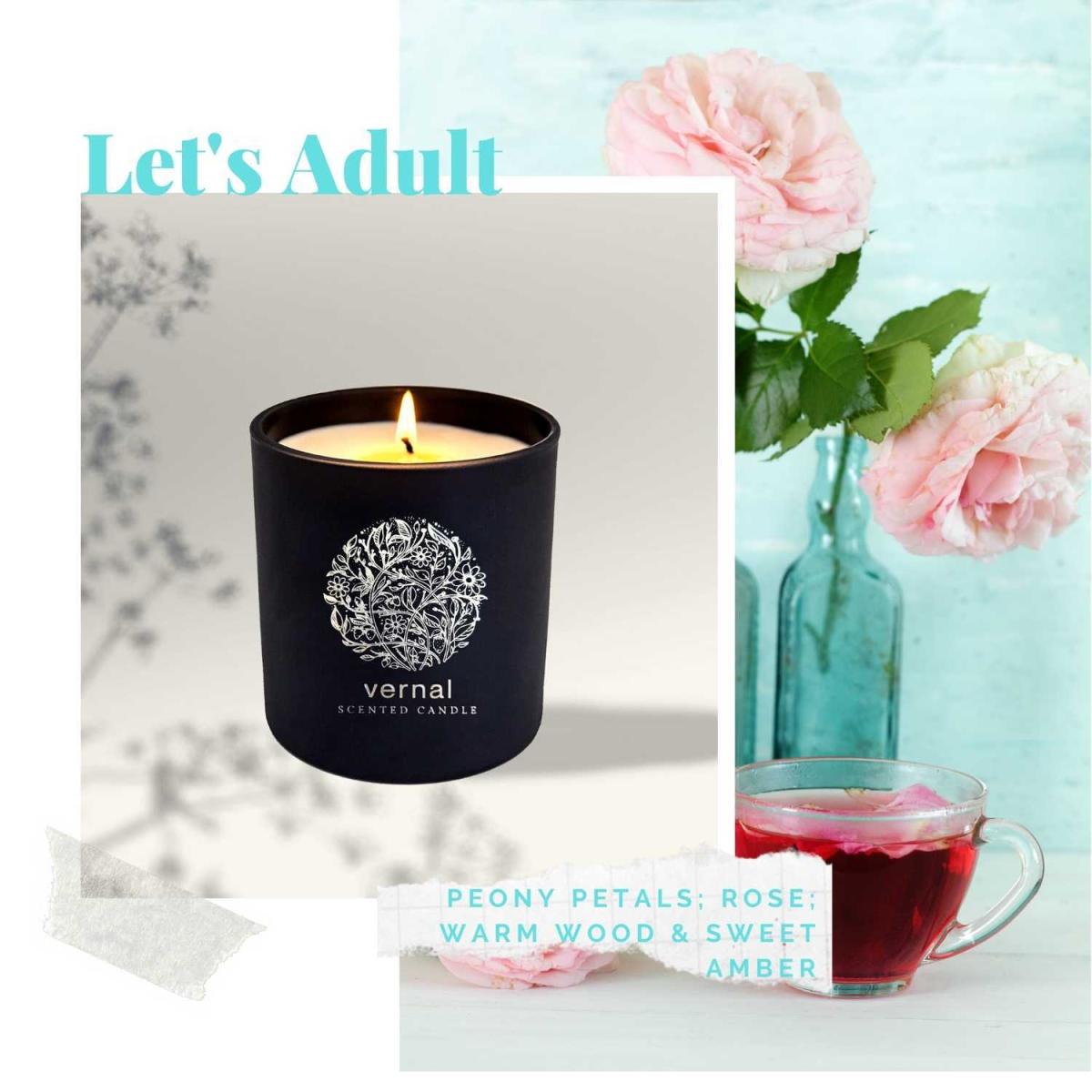 Vernal Let's Adult Scented Candle - Rose & Warm Wood - Black – image 2