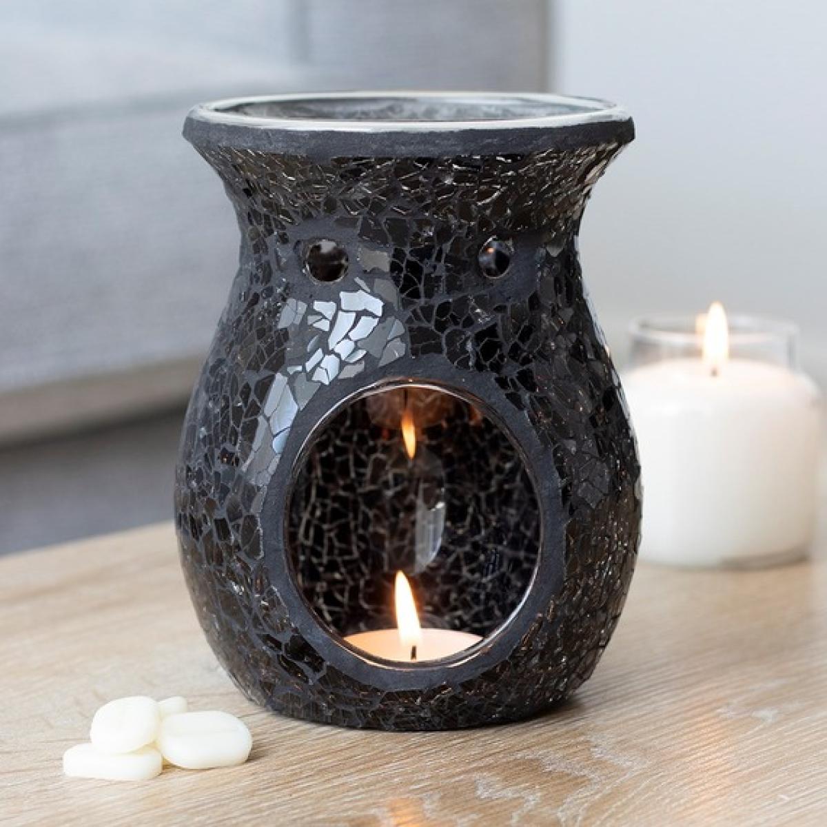 Large Crackle Oil Wax Burner - Black – image 1