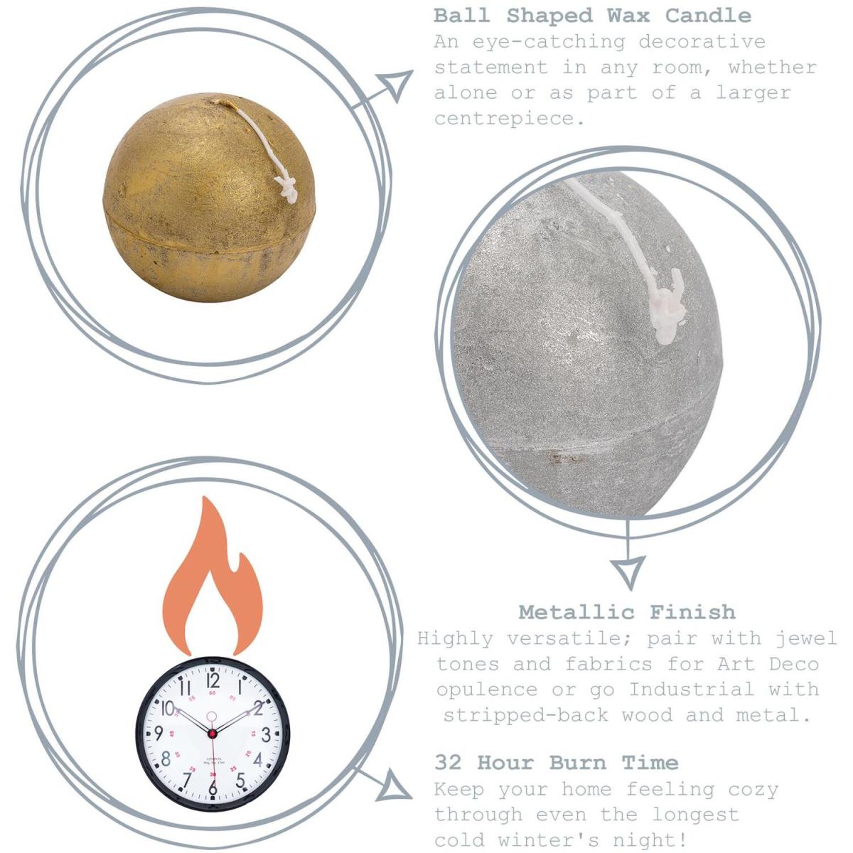 Metallic Ball Candle 32 Hours - Gold – image 3