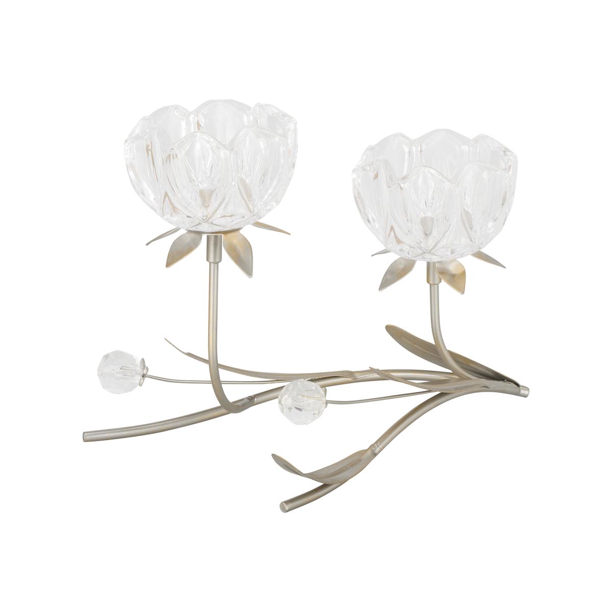 Double Flower Candle Holder - Gold