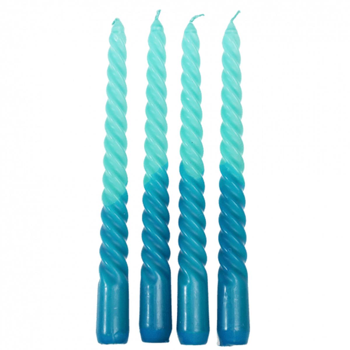 Pack of 4 Twisted Colour Dip Dye Candles Blue - Blue – image 2