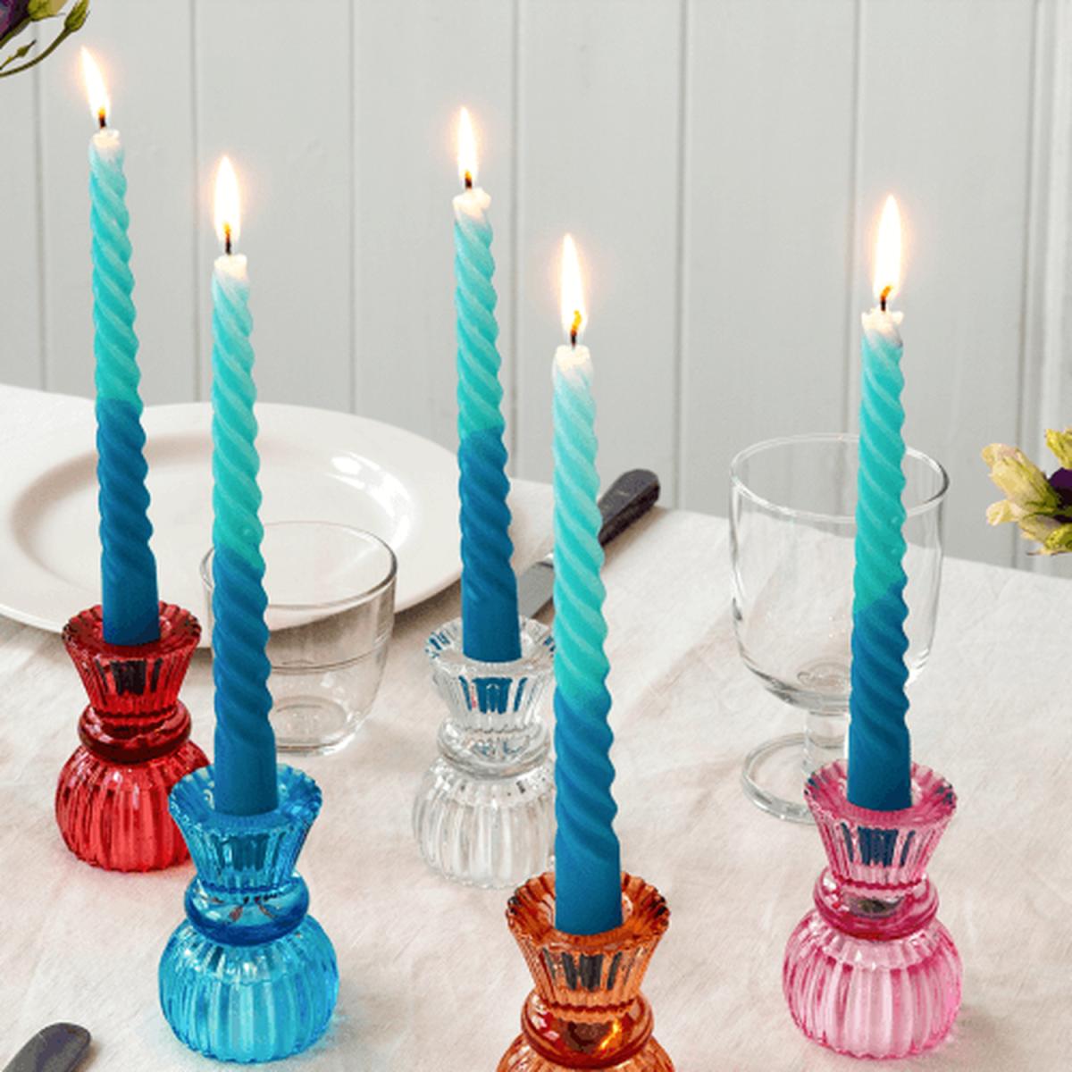 Pack of 4 Twisted Colour Dip Dye Candles Blue - Blue – image 1