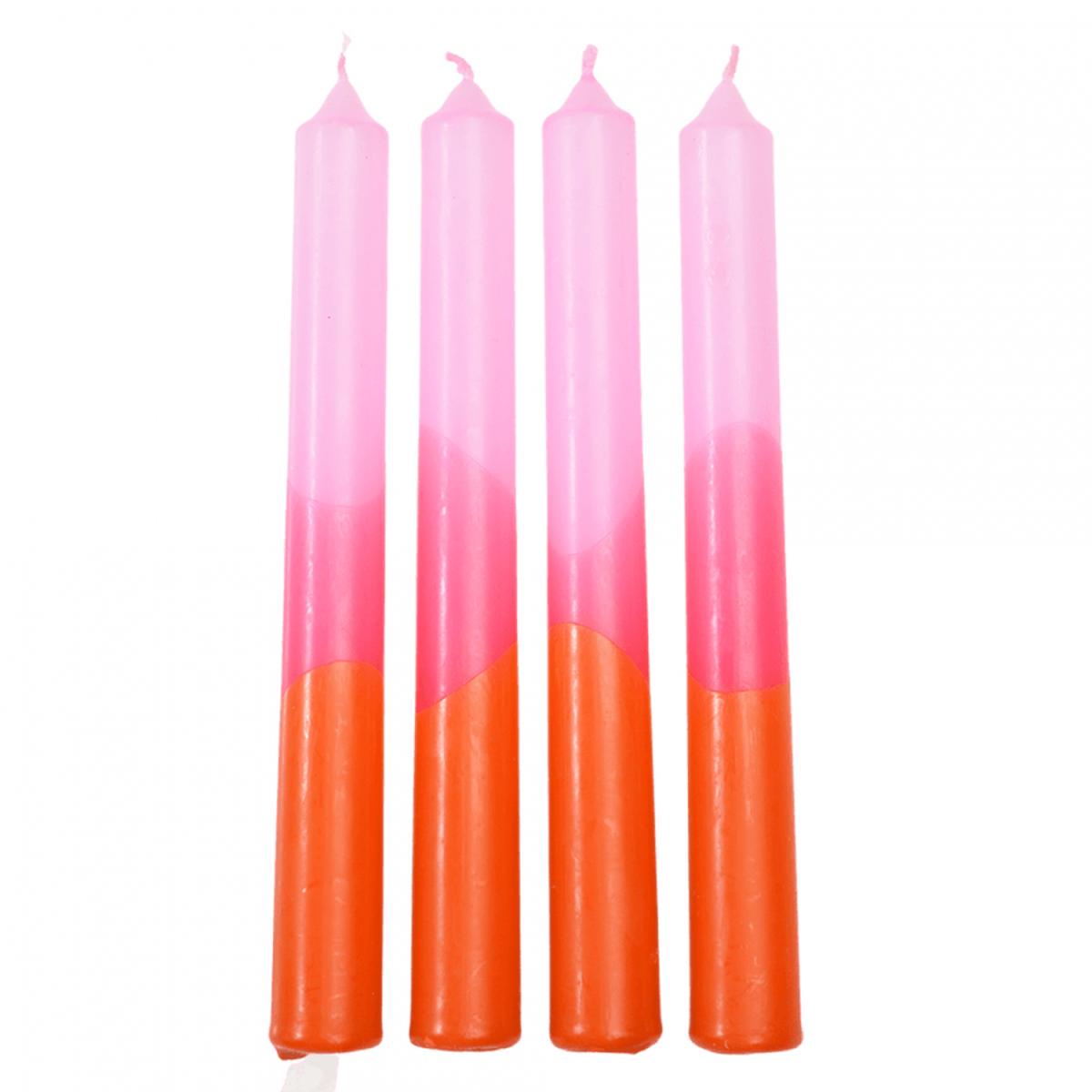 Pack of 4 Colour Dip Dye Dinner Candles 21cm - Pink Orange - Pink – image 2