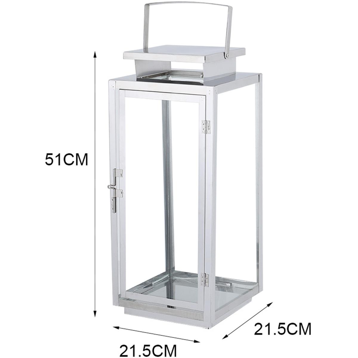 Set of 2 Glass Hurricane Candle Holders  - Silver / 7.19kg – image 3