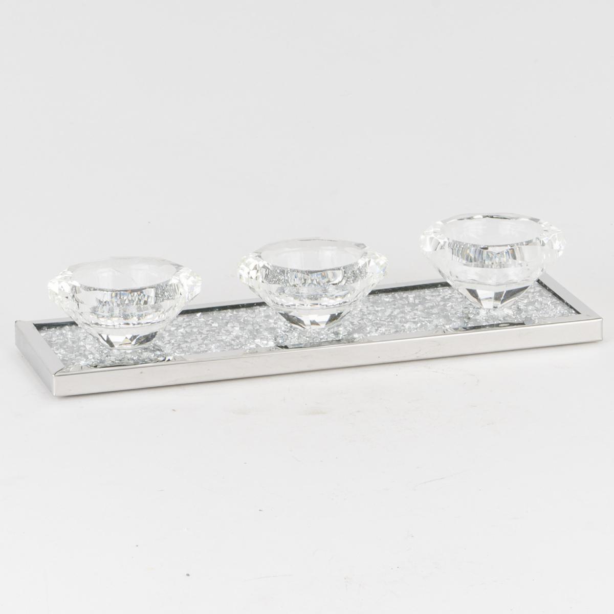 Crushed Crystal Triple Tealight Holder – image 3