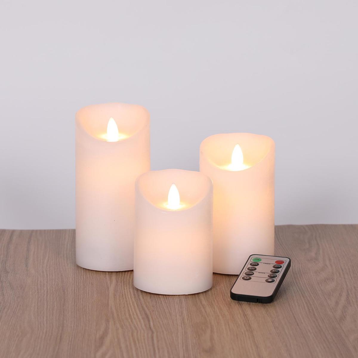 Set of 3 Cotton Fragranced LED Candles – image 1