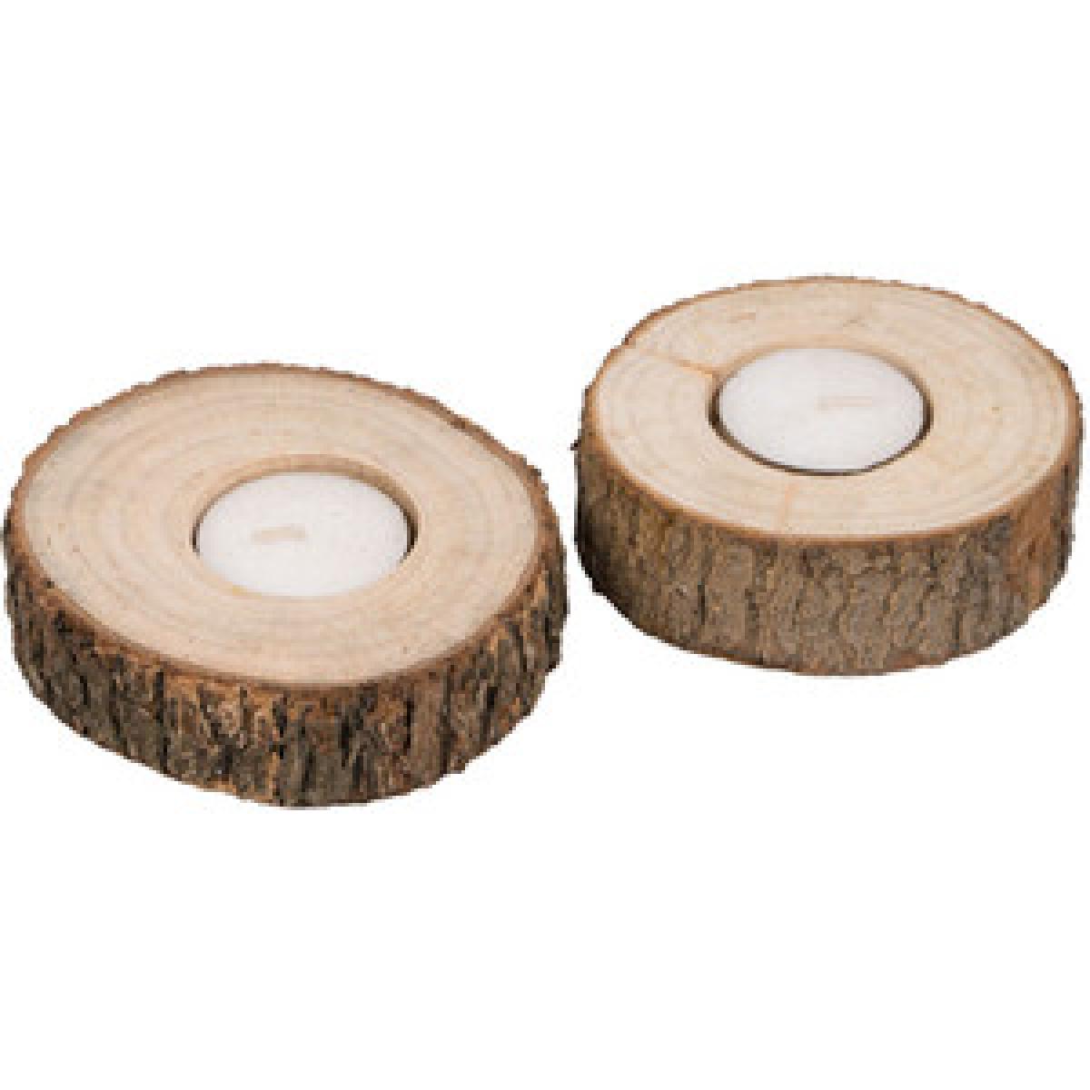 Set of 2 Tealights in Wooden Log Holder – image 4