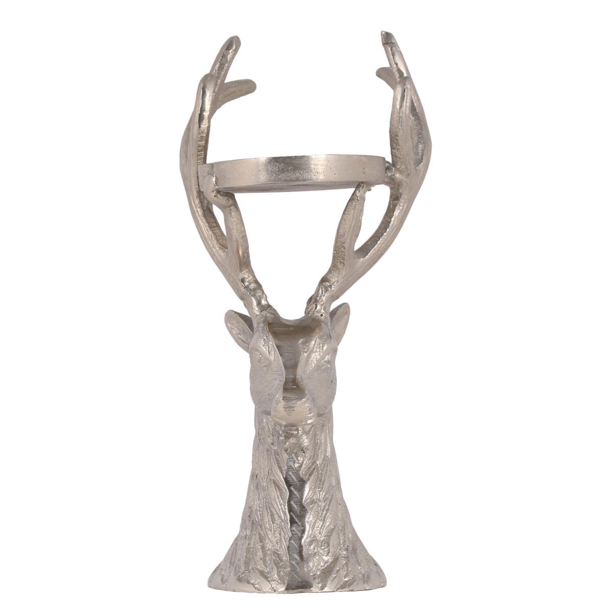 Silver Stag Head Candle Holder – image 3