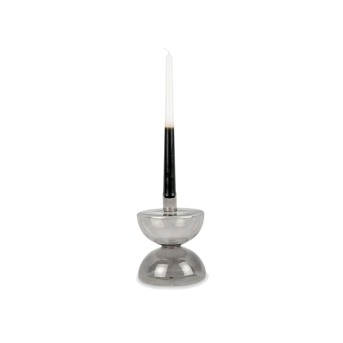 Duplik Candle Holder, Glass, Black