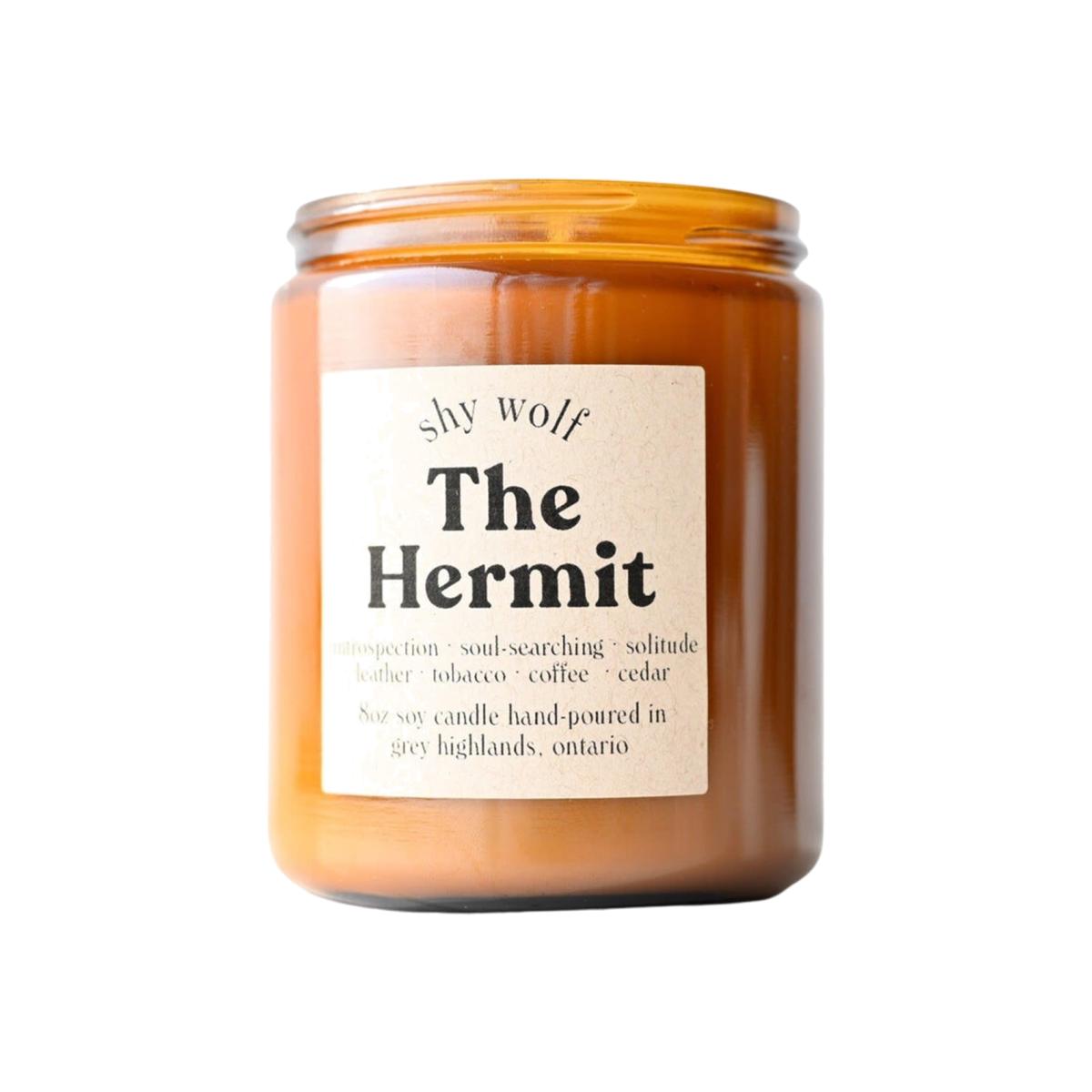 Gold / Brown The Hermit Tarot Candle - Leather, Tobacco, Coffee & Cedar One Size Shy Wolf