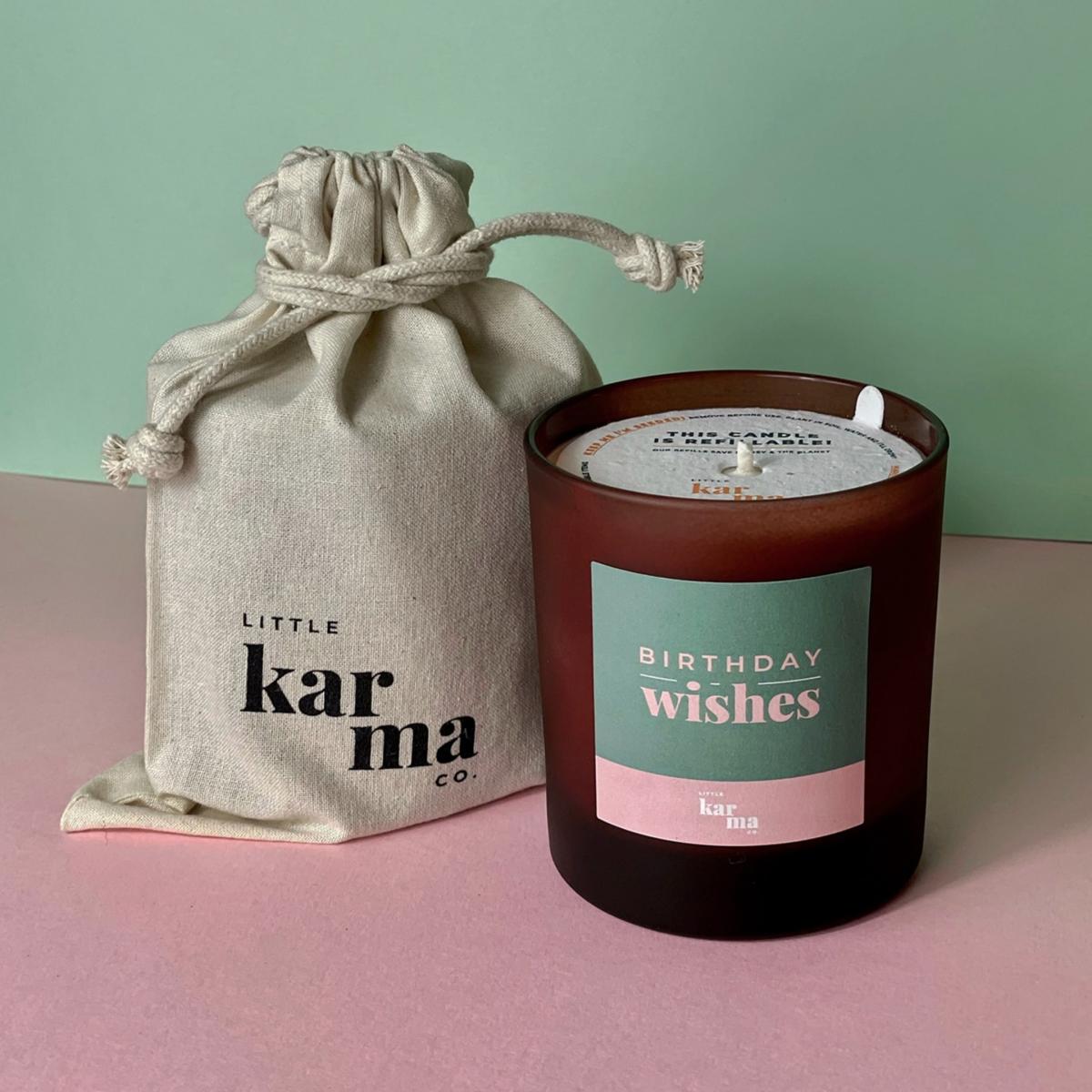 Green / Pink / Purple Birthday Wishes Candle - Grounding Cedarwood Midi Little Karma Co. Ltd – image 3