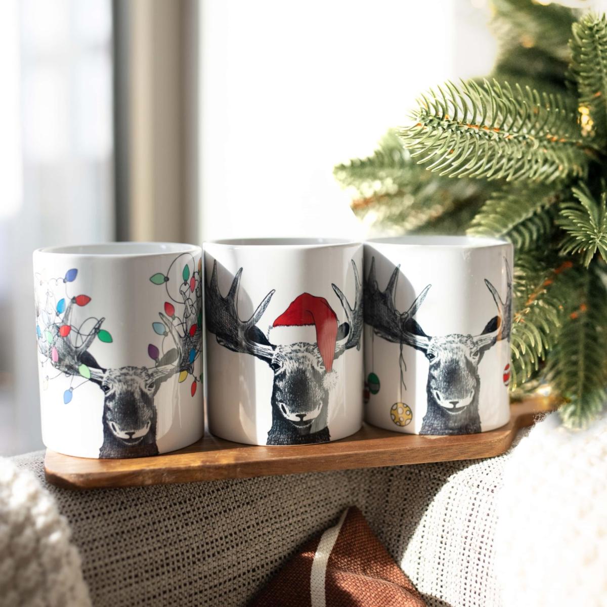 White Christmas Festive Moose Soy Candle Trio - Merry Pine Fragrance One Size Inkrypt London – image 2