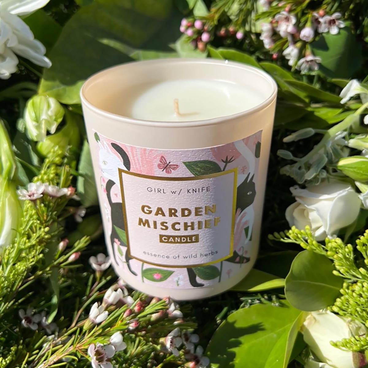 Garden Mischief Candle- Essence Of Wild Herbs Girl W/ Knife – image 3