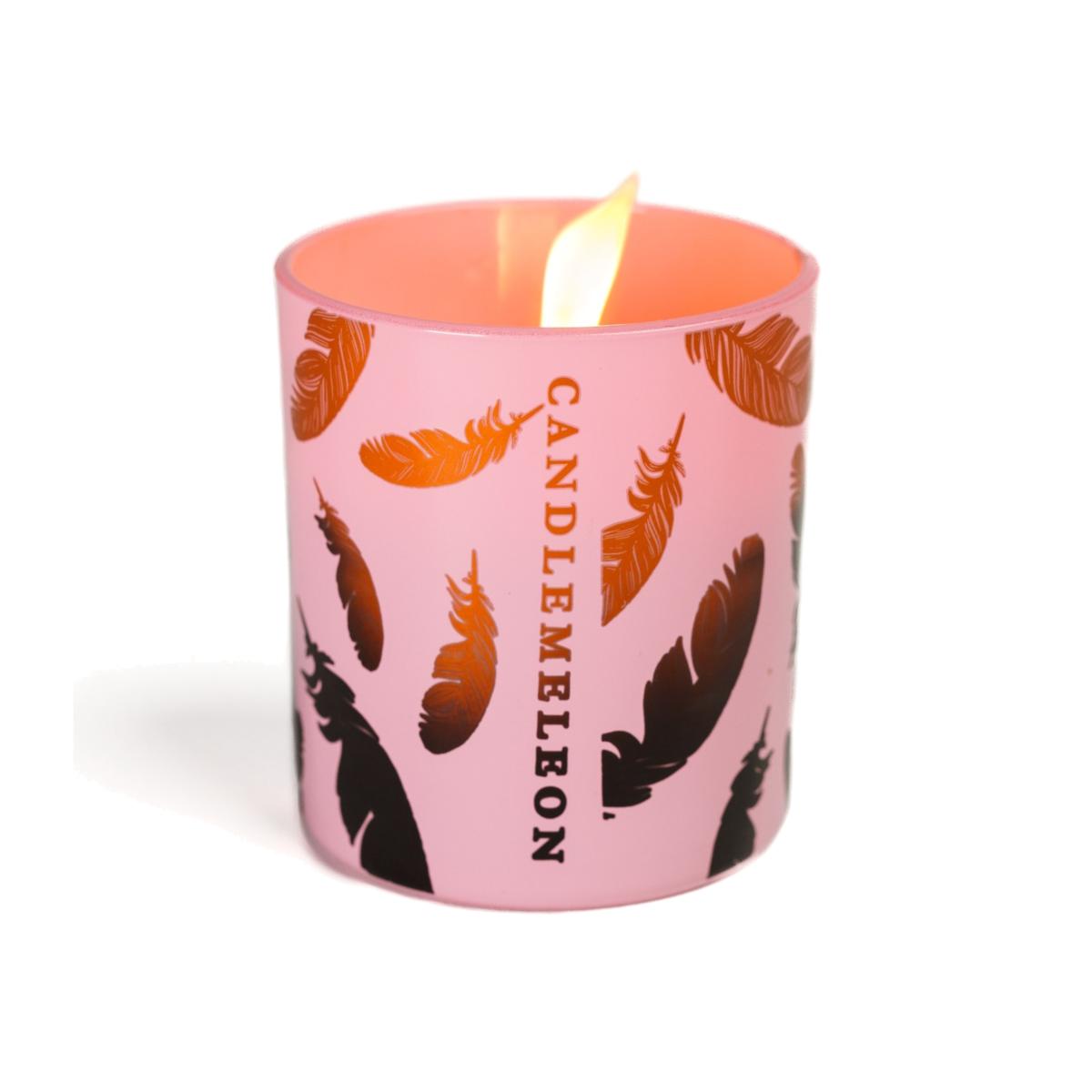 Black / Pink / Purple Copper Feather Candle - Pink Champagne, Peony & Sandalwood 200G Candlemeleon – image 1