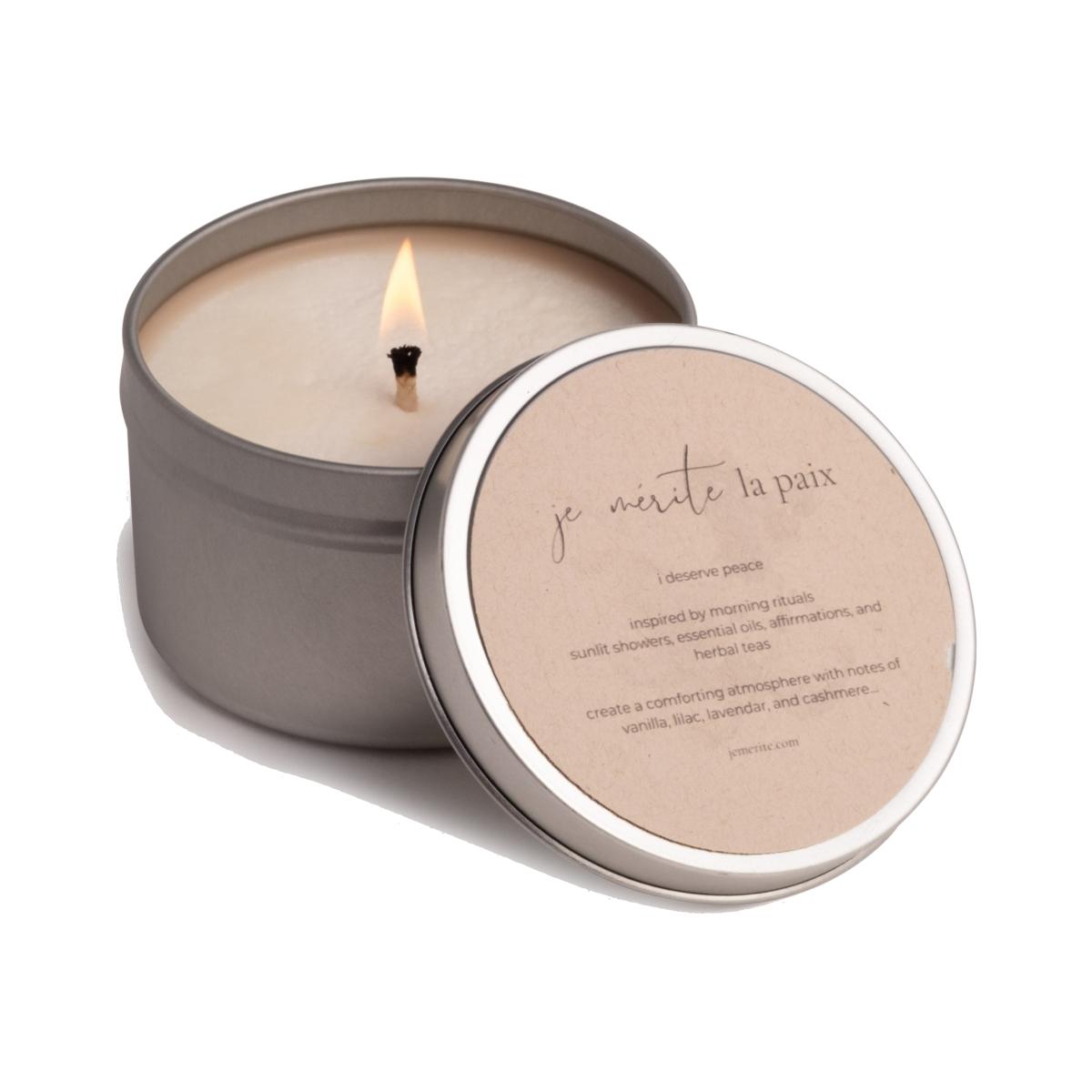 White I Deserve Peace Je Mérite La Paix Candle One Size – image 1