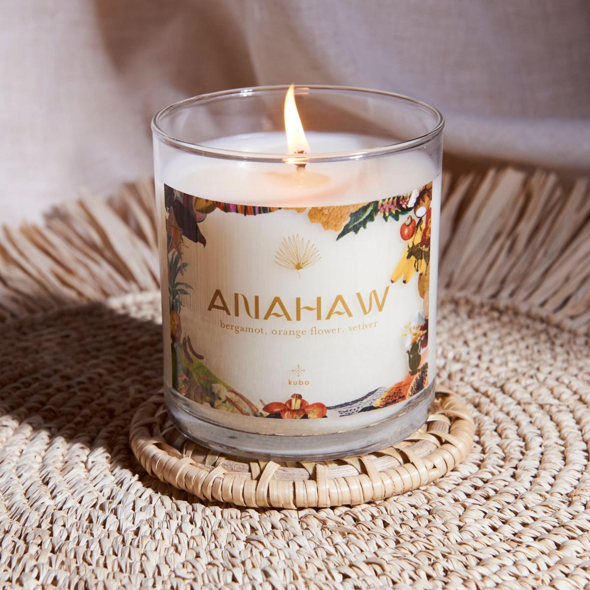 White Anahaw Candle In Palm Leaf Box One Size Kubo – image 2