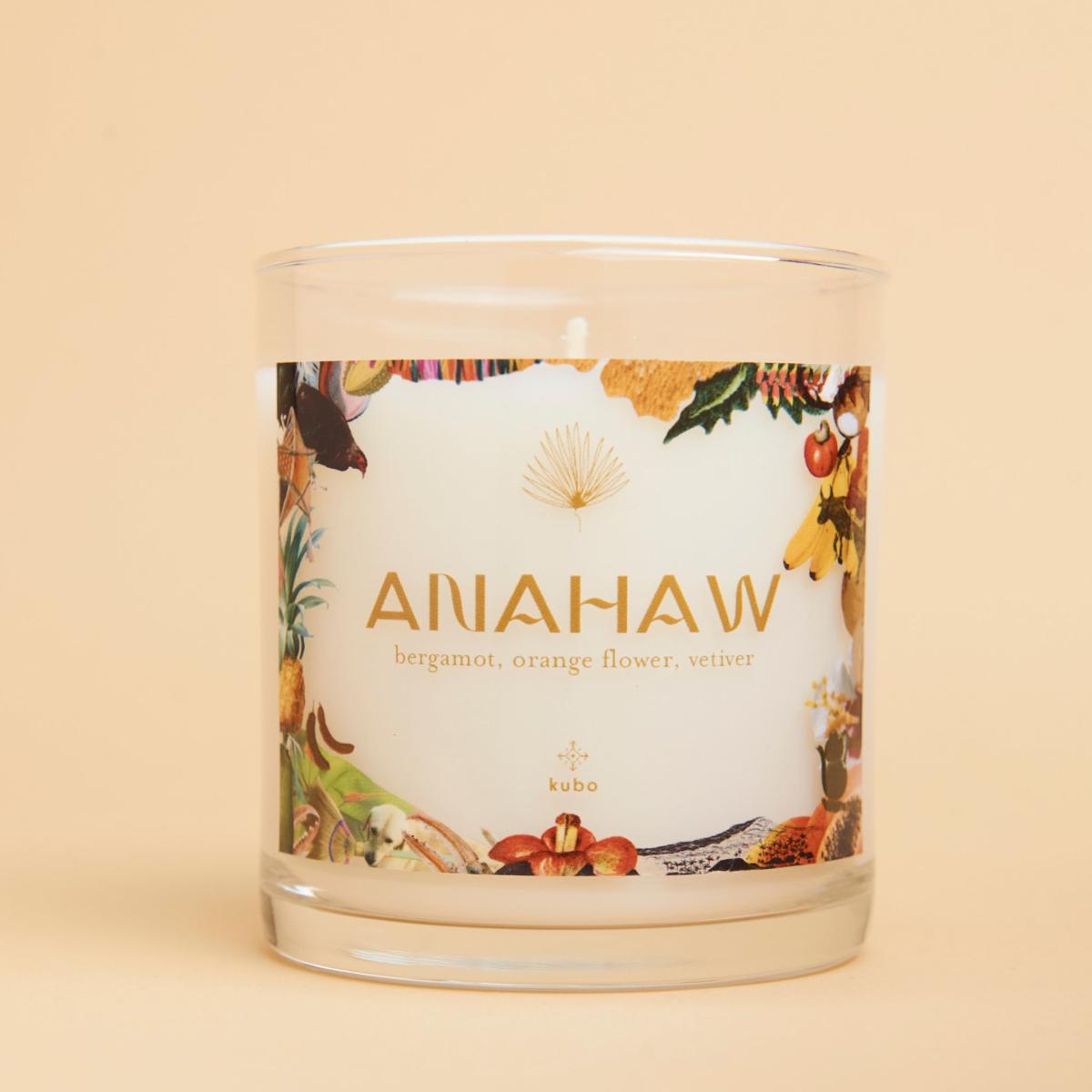 White Anahaw Candle In Palm Leaf Box One Size Kubo – image 3