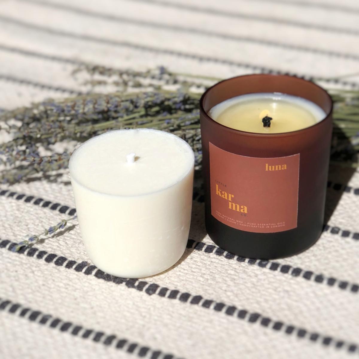 Yellow / Orange Luna - Calming Lavender & Patchouli Refillable Midi Candle Little Karma Co. Ltd – image 3