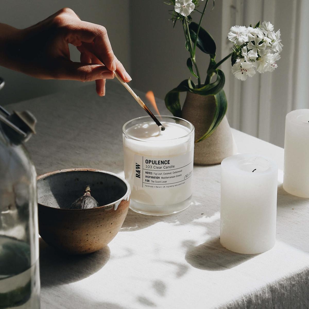 Oud Fortune - Peony, Taif Rose + Oud Clear Candle One Size Russell & White – image 3