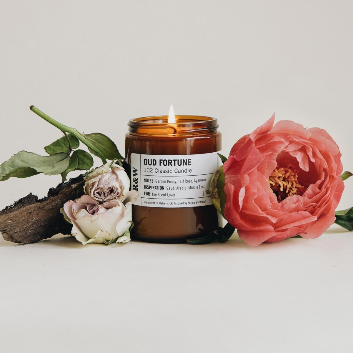 Oud Fortune - Peony, Taif Rose + Oud Clear Candle One Size Russell & White – image 4