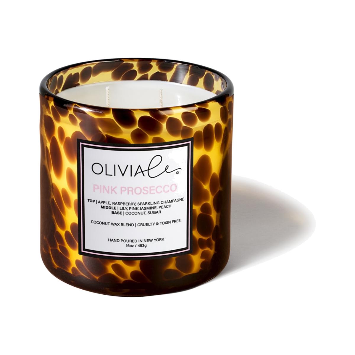 Brown Pink Prosecco Tortoise Glass Candle Olivia Le