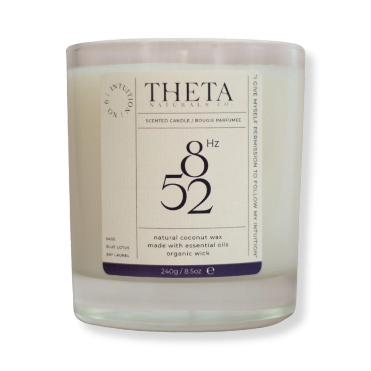Neutrals 852Hz Intuition Candle - Blue Lotus, Sage & Bay Laurel - 240G/8.5Oz Theta Naturals Co. – image 2