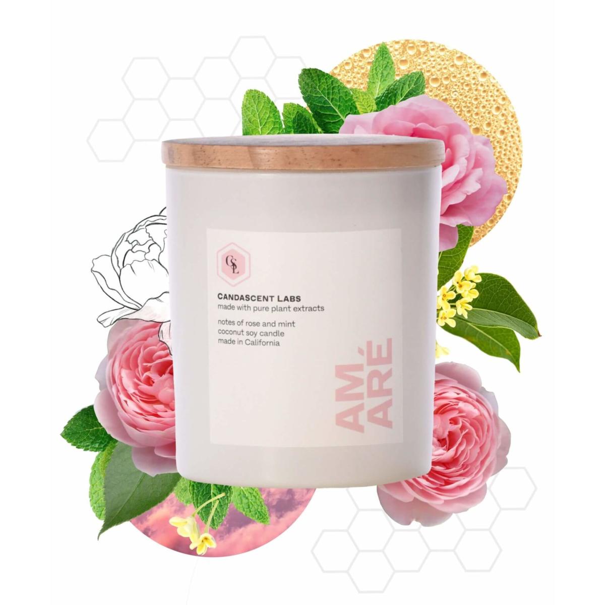 Amaré - Rose & Mint Wellness Candle - White Jar One Size Candascent Labs – image 3