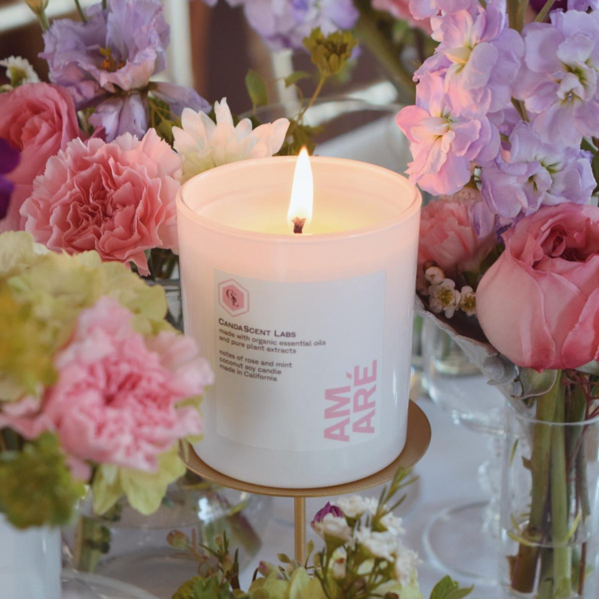 Amaré - Rose & Mint Wellness Candle - White Jar One Size Candascent Labs – image 6
