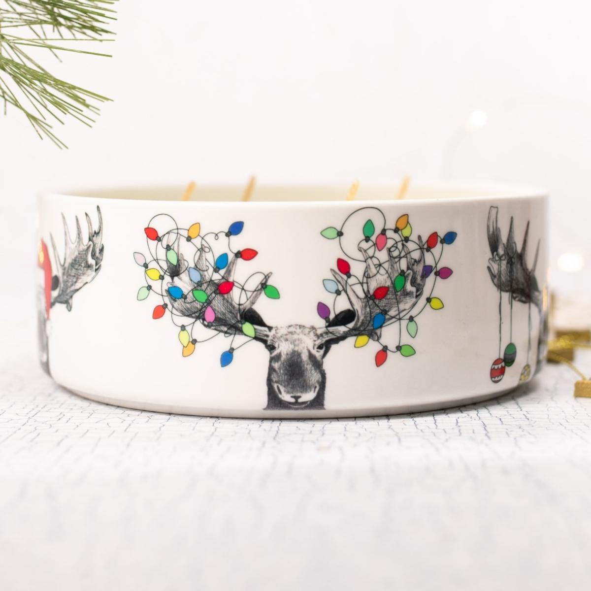 Red / White / Black Festive Moose Christmas Candle - Merry Pine Fragrance One Size Inkrypt London – image 2