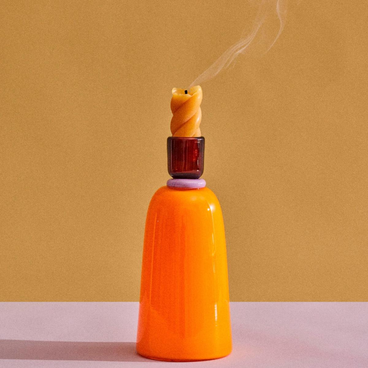 Yellow / Orange / Brown Tall Candlestick - Tangerine & Amber Forman Function – image 2