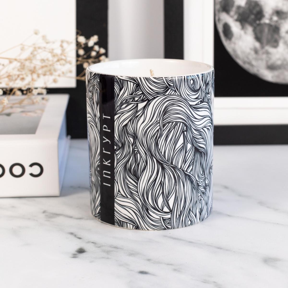 White / Black Thoughts Soy Candle - Leather Fragrance Inkrypt London – image 2