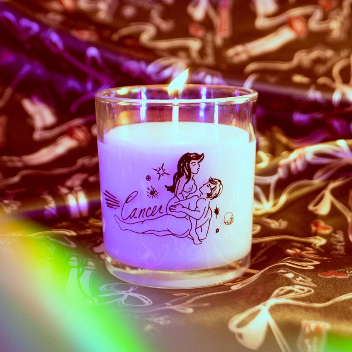 Cancer Astrology Scented Soy Coconut Wax Candle Black Cake – image 2