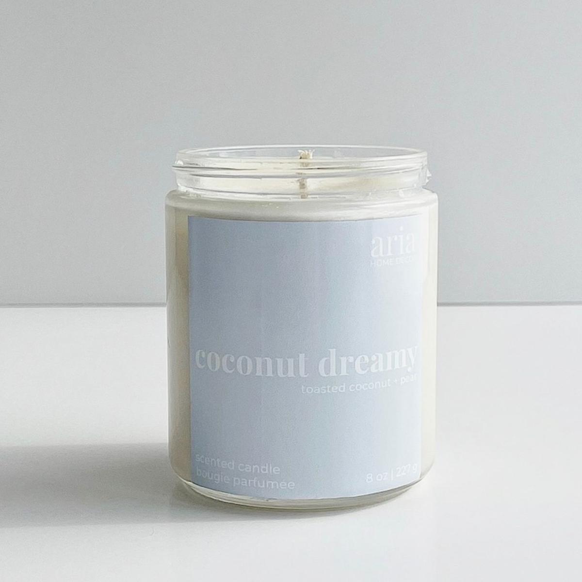 White Coconut Dreamy Coconut Soy Candle Toasted Coconut + Pear Aria Home Decor – image 2