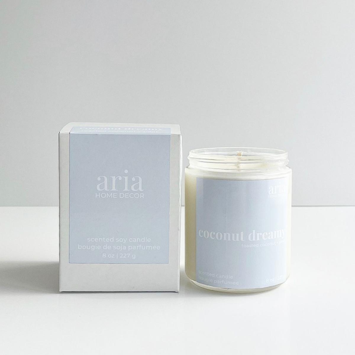 White Coconut Dreamy Coconut Soy Candle Toasted Coconut + Pear Aria Home Decor – image 3