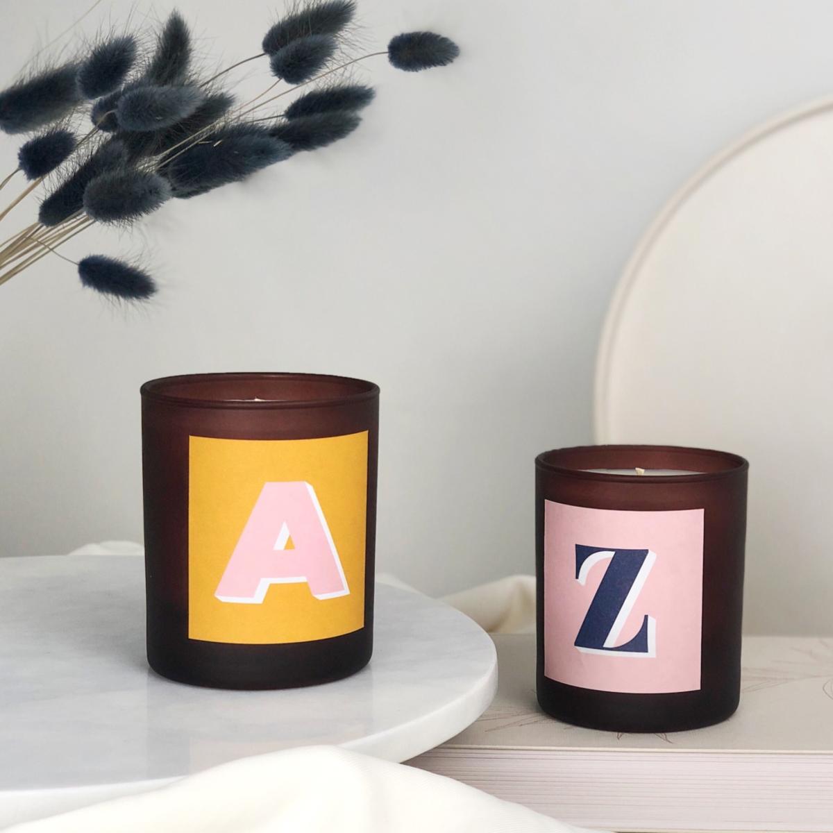 Pink / Purple Initial N Candle - Nom Refillable Large Alphabet Candle Little Karma Co. Ltd – image 2