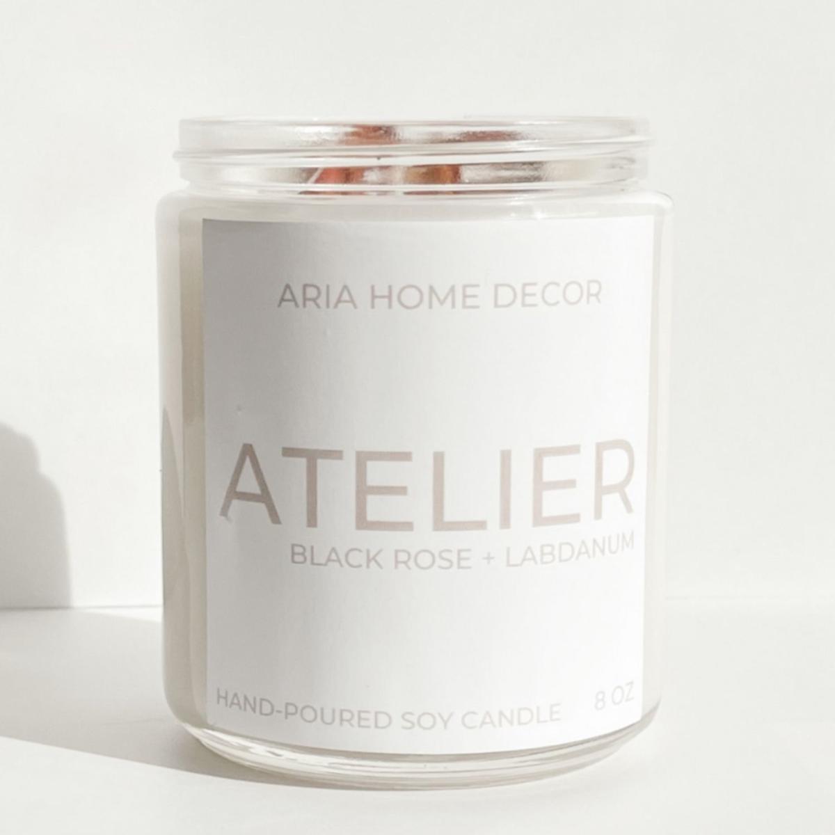 White Atelier Coconut Soy Candle Black Rose + Labdanum Aria Home Decor – image 2