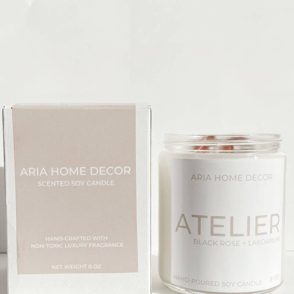 White Atelier Coconut Soy Candle Black Rose + Labdanum Aria Home Decor – image 3