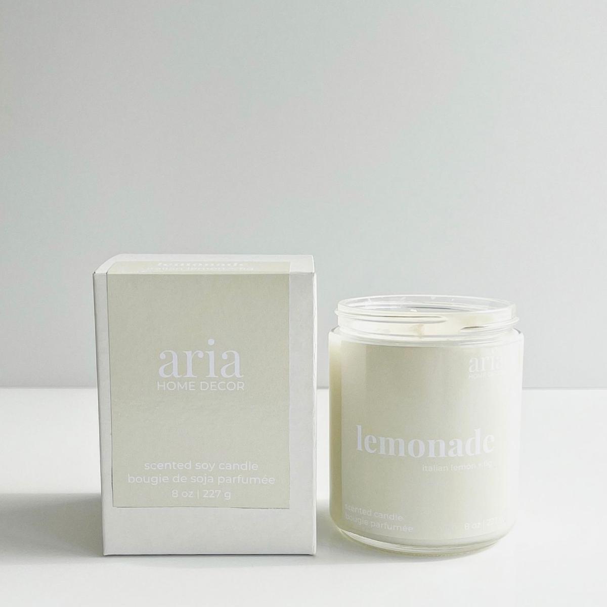 White Lemonade Coconut Soy Candle Italian Lemon + Fig Aria Home Decor – image 3