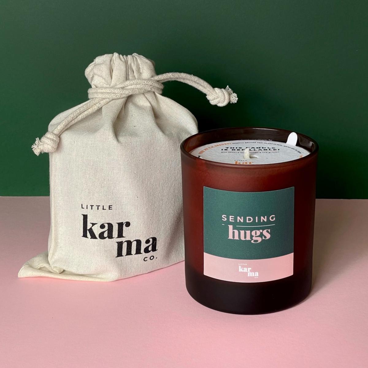 Green / Pink / Purple Sending Hugs Candle - Grounding Cedarwood Midi Little Karma Co. Ltd – image 3