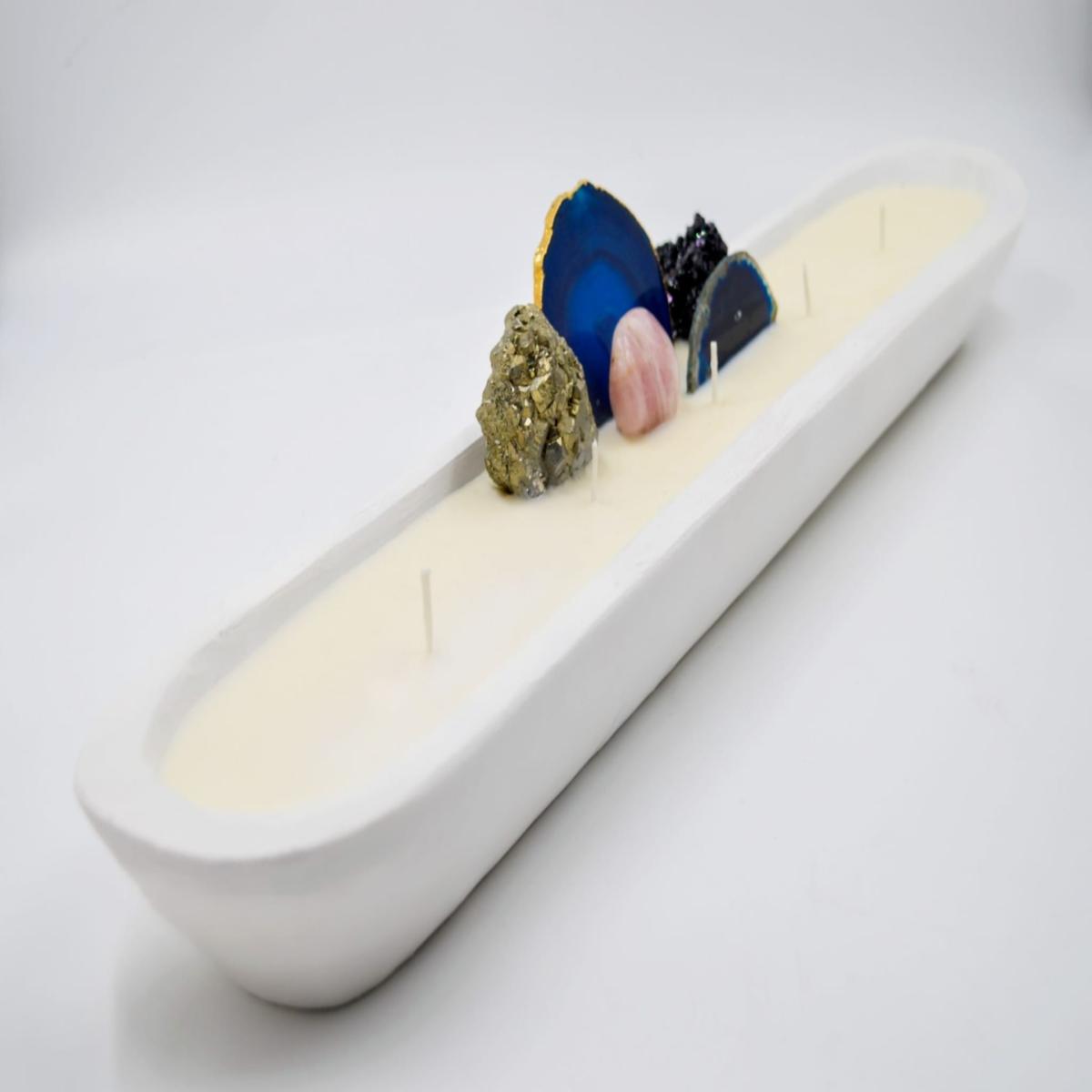 Extra Large Dough Bowl Candle With 24K Gold Trimmed Blue Agate Secrete Obsession – image 2