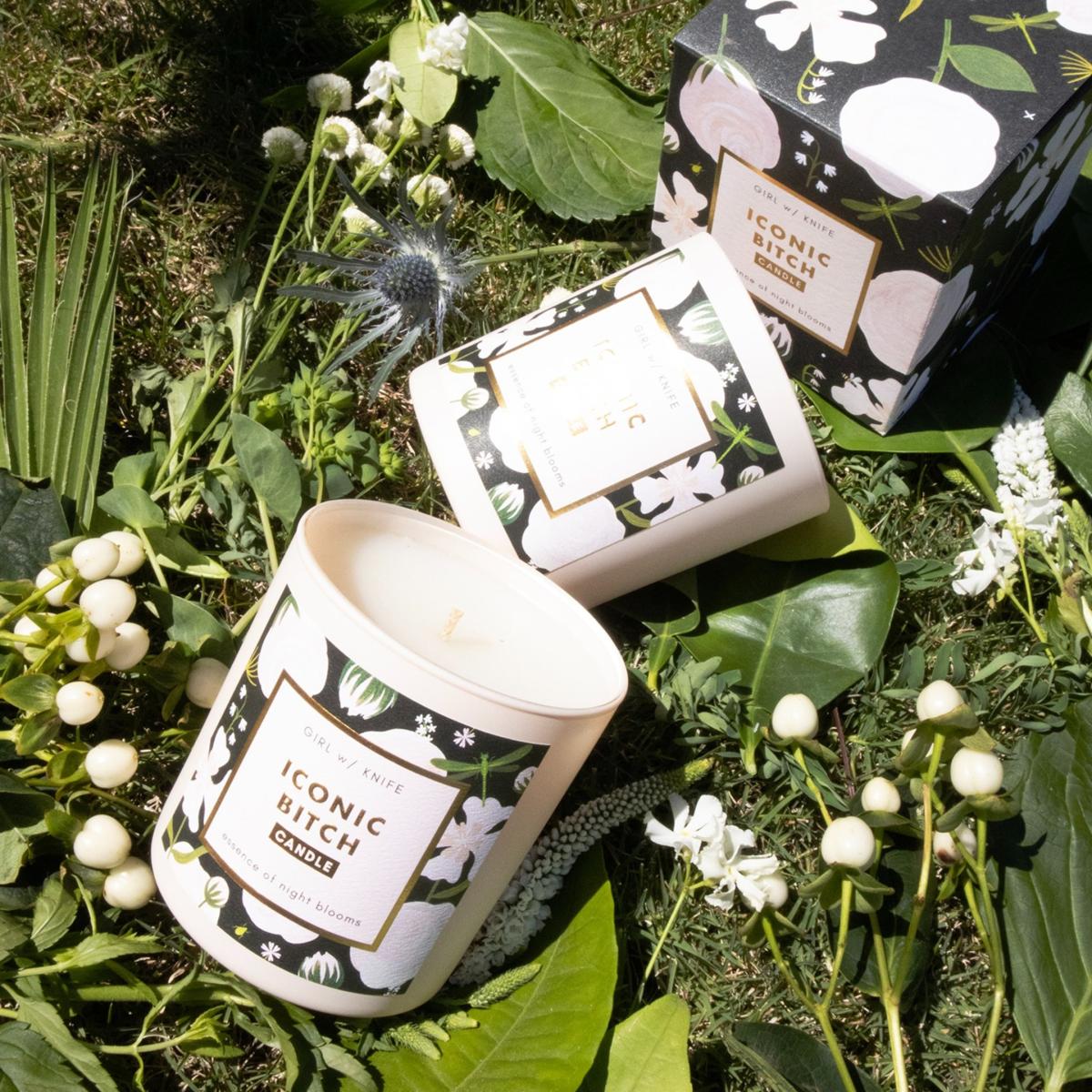 Black Iconic Bitch Candle - Essence Of Night Blooms Girl W/ Knife – image 4