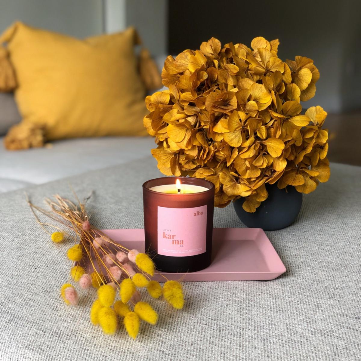 Pink / Purple Alba - Balancing Bergamot + Rose Geranium Refillable Large Candle Little Karma Co. Ltd – image 2