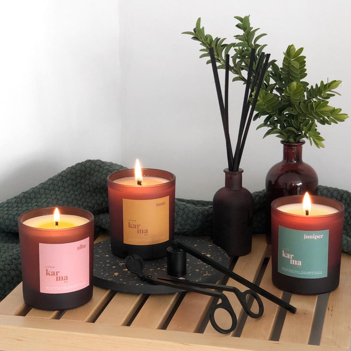 Pink / Purple Alba - Balancing Bergamot + Rose Geranium Refillable Large Candle Little Karma Co. Ltd – image 4