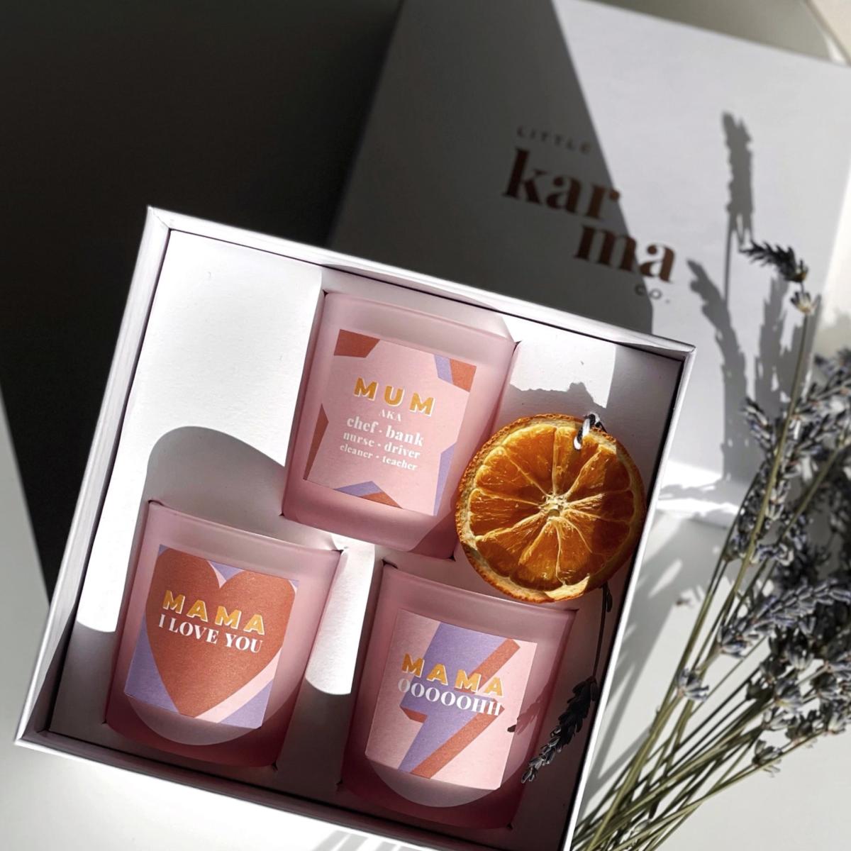Pink / Purple / Yellow Candle Gift Set For Mums Little Karma Co. Ltd – image 2