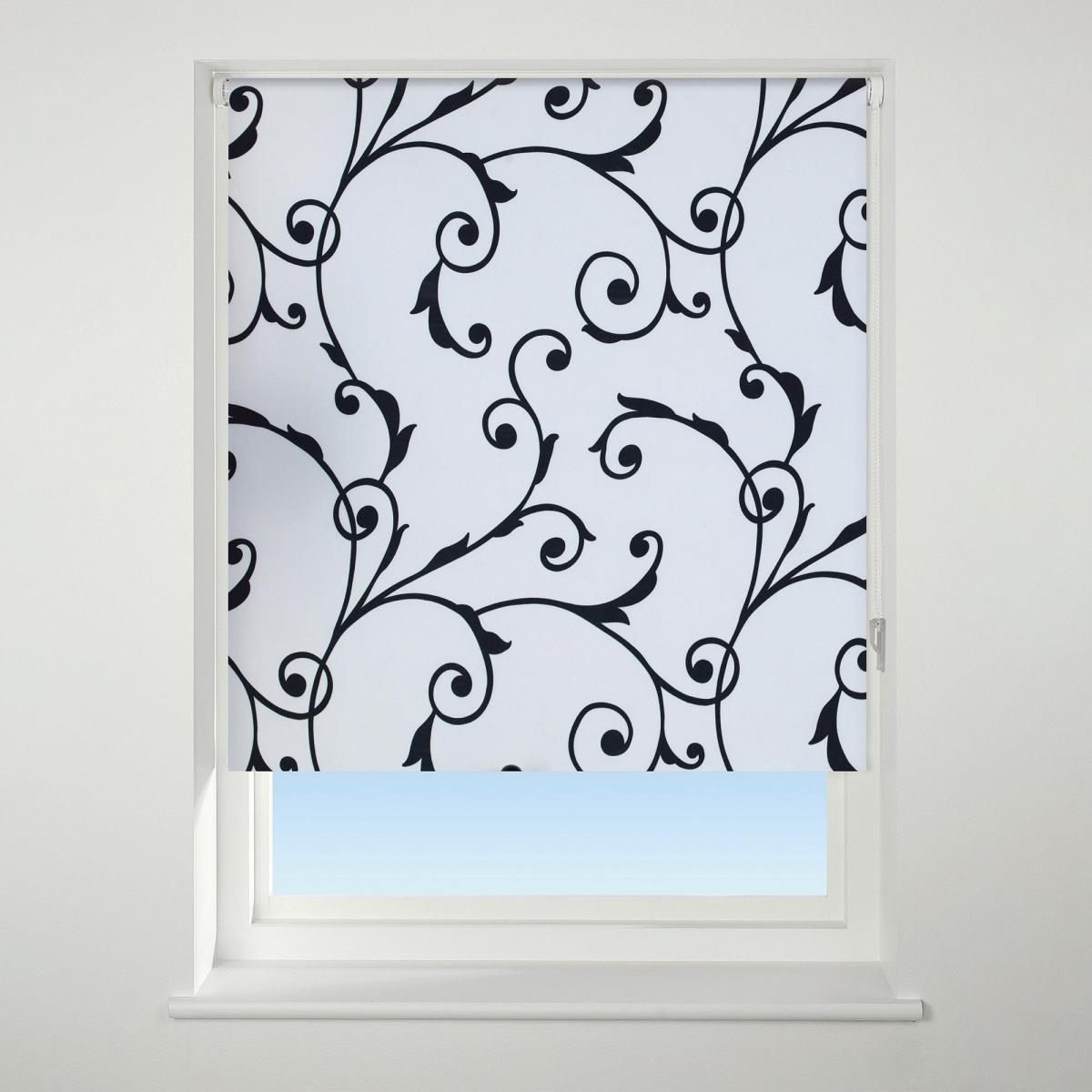 Universal Patterned Virginia Black Blackout Roller Blind Black/White