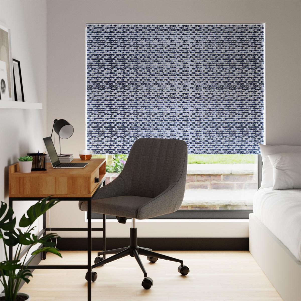 Blue Cobble Stripe Blackout Easy-Stick Roller Blind Blue – image 1