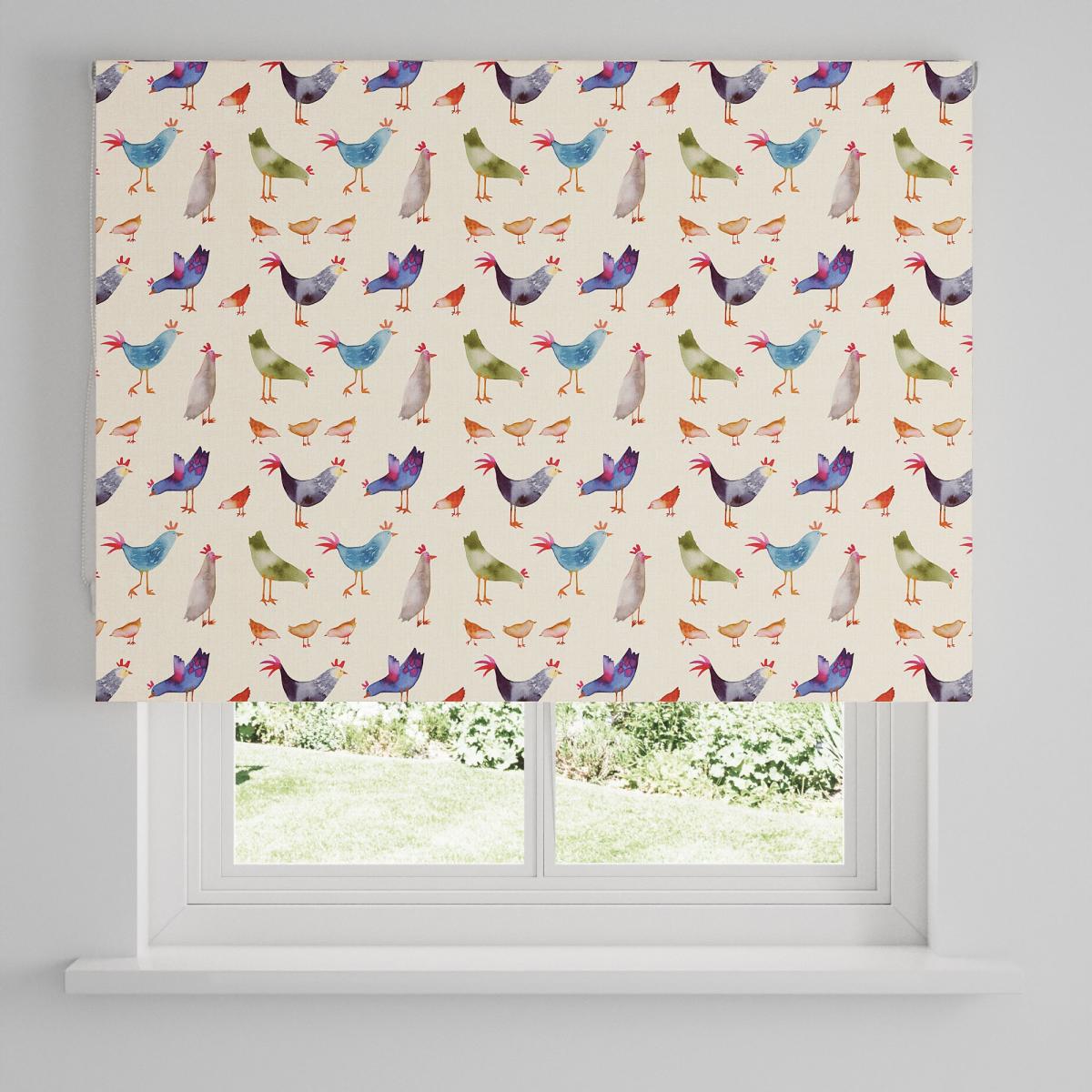Lucky Chickens Blackout Roller Blind Natural – image 4